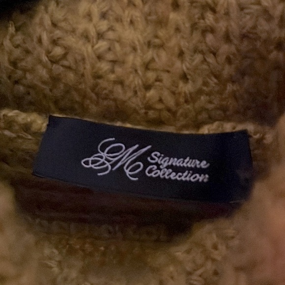 Fashion Pure Color High Neck Irregular Sweater mustard yellow. - Picture 3 of 4